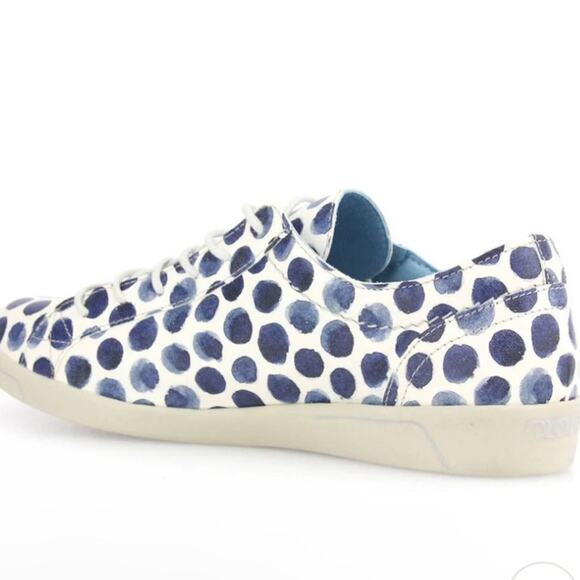 Cloud Footwear Italian Leather Blue & White Polka Dot Loafers Sneakers, US 10.5 - Picture 9 of 13